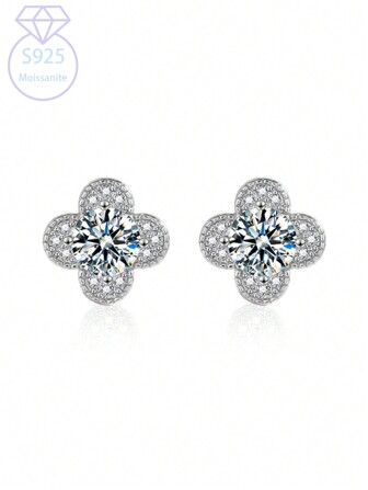 KAHOOT 925银四叶草莫桑石首饰，适合感恩节、万圣节、圣诞节和情人节、节日旅行、服装、结婚周年纪念礼物，礼盒装，含GRA证书