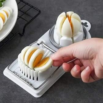 1 pieza Cortador de huevos multiuso, adecuado para huevos duros, Rebanador/Divisor/Picador/Cortador de huevos 2 en 1, Utensilio de cocina