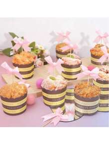 12 stuks roze strik cupcake topper roze strik verjaardagsdecoratie coquette thema feestdecoratie bruidsdouche taart topper strik feestdecoratie