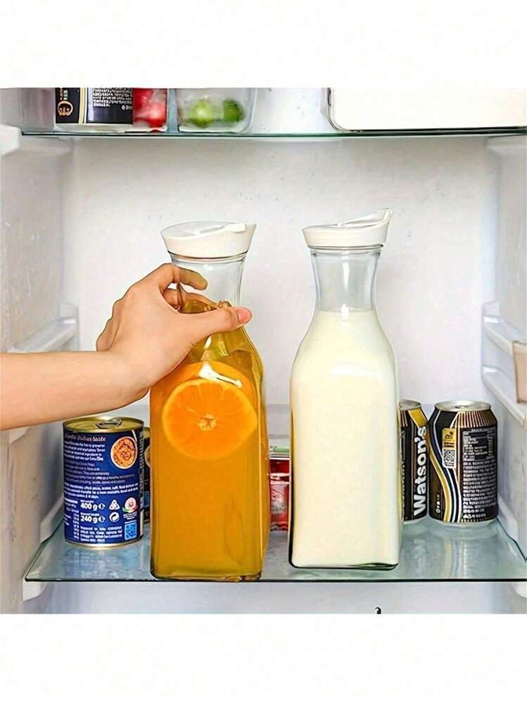 Brocca in vetro – Barattolo in vetro da 1,9 l, contenitore per latte materno, bocca larga, ermetico e a tenuta stagna, con beccuccio, per acqua, succo, latte, tè, caffè freddo