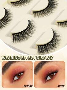 3 Pairs Fluffy Cat Eyelash False Eyelashes Natural Long Faux Mink Hair Wispy Lash Extensions For Daily Work, Party, Travel - Bulu Mata Halus - View 3