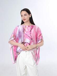 1 pieza Chal para mujer de longitud media con estampado floral