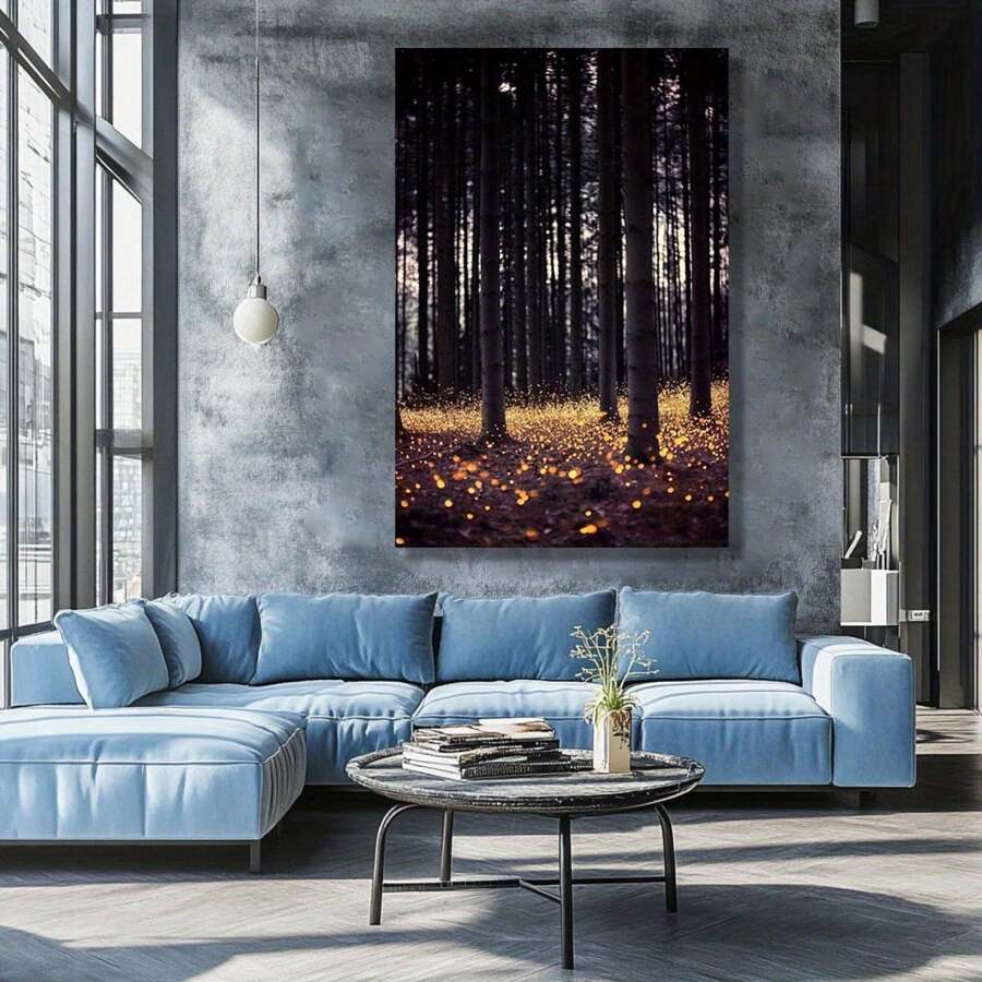 1pc Charming Forest Glow Product Gift For Family, High-Definition Printing With Frame Suitable For Office, Bedroom, Kitchen, Living Room, Elegant Style, Light Luxury, High-End Feeling