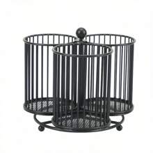 Giá đựng đồ dùng nhà bếp xoay 360°, Giá đựng đồ dùng nhà bếp, Giá đựng đồ dùng phẳng 4 ngăn, Giá đựng đồ dùng trên quầy bếp cho thìa, dao, thìa và nĩa, Giá đựng dao kéo trên quầy bếp cho bữa tiệc - màu đen - Xem 3