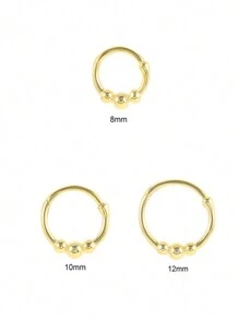 1 pièce Bijou de piercing pour le nombril en argent sterling 925 avec 3 billes rondes. Anneau de nombril, clou de nombril, 6 mm, 8 mm, 10 mm, 12 mm