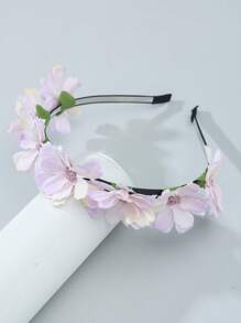 1 件花卉印花波西米亚金属头带，带仿花装饰，女士百搭发饰