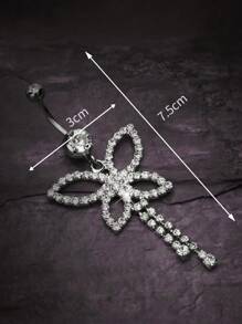 1pc Fashion Tassel Bow Belly Button Ring For Women, Nightclub, Valentine's Day, Daily Wear Piercing Jewelry Valentines,Mom,Mother,Mother's Day,Gift