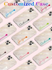 Personalized Marble Letter Signature Phone Case Compatible With Iphone 15, 14, 13 Pro Max, Customized Phone Case Compatible With Samsung Galaxy S23, S22 Ultra, Pixel 7, Unique Phone Case With Letter Name, Customizable Name & Font Color