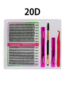 280/168 件 8-16 毫米 DIY 睫毛延长混合款式睫毛簇单独配有粘合剂和密封剂去除镊子睫毛刷用于自行化妆 - 黑色 - 查看 8