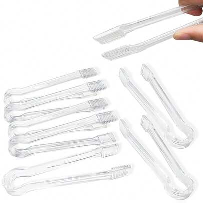 5pcs/1set - Plastic Self-Serve Tongs, Clear Kitchen Clips, 6.3" Mini Ice Tongs, Transparent Plastic Clips, Mini Utensil Clips, Sugar Cube Small Ice Tongs, Suitable For Tea & Coffee Parties, Gatherings, Bars, Appetizers, Salads, Desserts, Sandwiches, BBQ, Summer, Summer Sets, Halloween, Christmas, Thanksgiving, Harvest Festival, Autumn Decor, Gifts