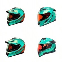 4-In-1 Motorcycle Helmet Transparent Film, Double-Sided Printed Colorful White Stickers, Scratch-Resistant Stickers, Motorcycle Stickers, Car Bumper Stickers, Vehicle Body Decor Stickers