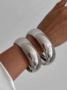 4pcs/Set Exaggerated Metallic Drum Face Charm Cuff Bracelets, Vintage Minimalist Casual Party Unisex Jewelry Bracelet Set Gift (Matte Bracelets With Minor Scratches And Color Variations, Normal Phenomenon)