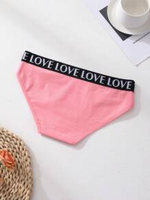 6 piezas de bragas de mujer con cintura baja, sin costuras, con estampado de letras LOVE, ropa interior cómoda y transpirable para deportes