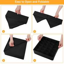 1PC Socks And Underwear Storage Box- Black 24-Grid Fabric Drawer Organizer Set For Socks And Underwear, Collapsible Closet Storage Box With Multiple Compartments, Space-Saving Organizer Bins For Dressers And Wardrobes, Non-Woven Fabric With Sturdy Cardboard Insert, Perfect For Organizing Bras, Underpants, Socks, And Scarves, Storage Boxes With Individual Slots. Bedroom, Organizer, Home Storage, White T Shirt Women, Black Pants Women, Ladies Winter Clothes, Dress,