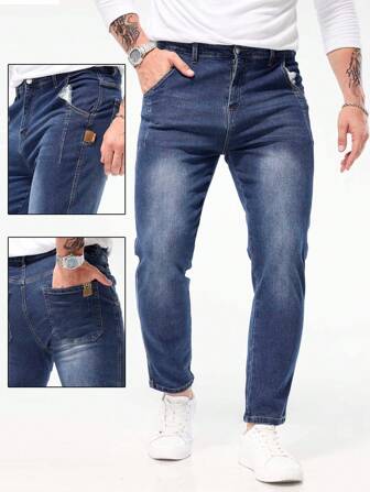 Men's Classic Washed Denim Jeans, Versatile & Casual Pants