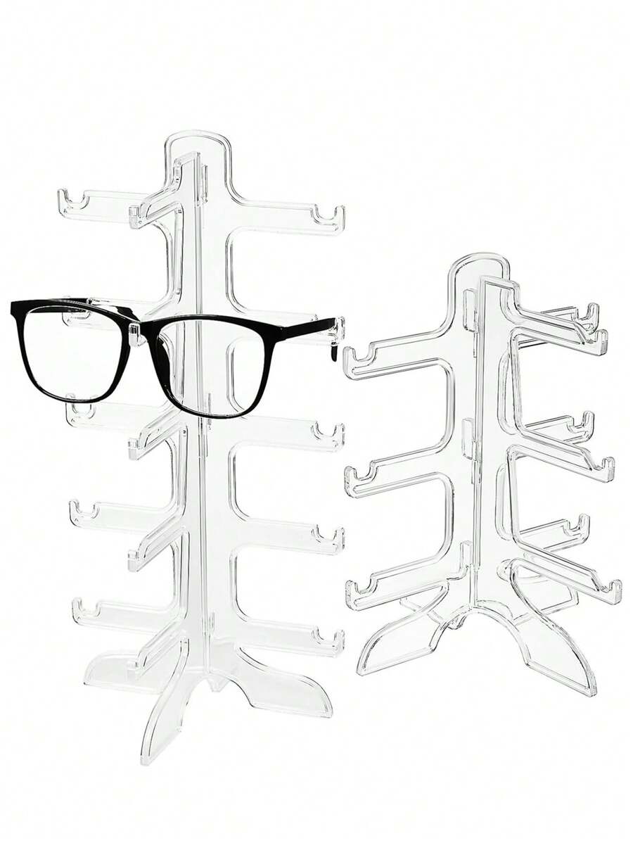 2 piezas Soporte para gafas de sol, estantería de exhibición de gafas de 5 niveles, estantería de exhibición de gafas transparente para almacenamiento y exhibición de gafas