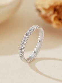 Eleganter, einzigartiger Designer Doppelschicht-Perlenring, minimalistisch, 925er Sterlingsilber-Ring für Frauen, für den täglichen Gebrauch, wasserfest, hochwertig