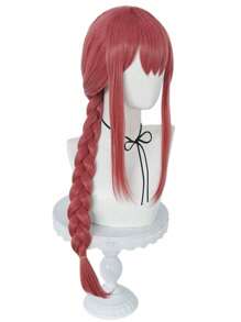 Perruque droite rose de 28 pouces pour femme, style anime avec longue tresse en queue de cheval. Fibre synthétique résistante à la chaleur sans colle, avec frange, idéale pour les fêtes costumées, les événements, les carnavals, les conventions de bandes dessinées et les expositions. Polyvalente et mignonne pour les vacances. - Rose bonbon - Voir 5