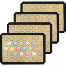 Juego de tapetes de silicona para hornear macarons - 4 paquetes de láminas de hornear reutilizables antiadherentes y resistentes al calor, tapetes de silicona multiusos para hornear, aptos para lavavajillas, ideales para Navidad, Acción de Gracias, Día de San Valentín, Día de la Madre, Día del Trabajo - 16.6x11.6 pulgadas