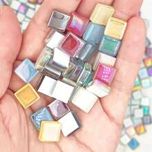 100pcs Colorful Rainbow Glass Mosaic Tiles, DIY Crafting & Handmade Projects, Perfect For Party, Holiday Decoration & Supplies - Multicolor - View 7