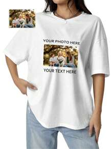 Your Photo Shirt, T-Shirt Picture, T-Shirt Photo, Custom T-Shirt Picture Women, Custom T-Shirt Graphic, Your Photo And Any Text, Tee T-Shirt - White - View 1