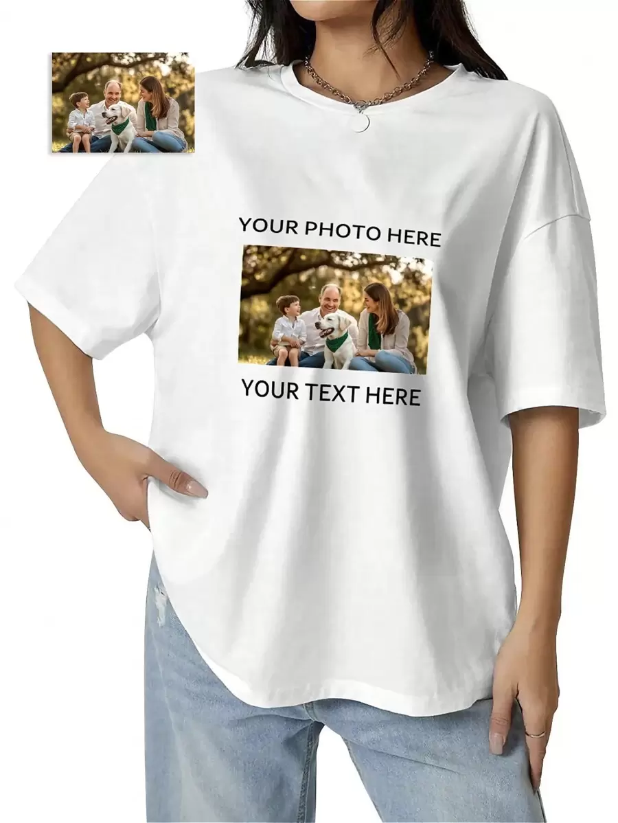 Your Photo Shirt, T-Shirt Picture, T-Shirt Photo, Custom T-Shirt Picture Women, Custom T-Shirt Graphic, Your Photo And Any Text, Tee T-Shirt - White - View 1