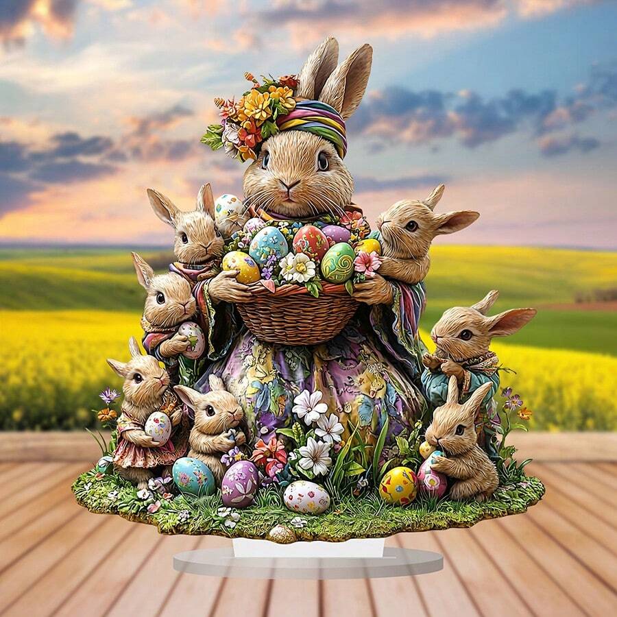 Dekoracja wielkanocna w kształcie zająca i jajka, ozdoby stołowe, dekoracja domu, prezent świąteczny