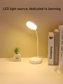 1 pieza Lámpara de escritorio LED redonda con protección ocular, carga USB, ajuste de 3 colores, plegable y portátil para estudiantes, adecuada para dormitorio, estudio, dormitorio universitario, iluminación de oficina