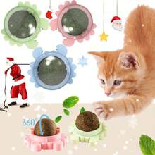 Catnip Ball Toys For Indoor Cats Wall, 3 Pack Rotatable Catnip Wall Balls Cat Nips Cats Kitty Toys Indoor Interactive Cat Lick Catnip Ball Pet Christmas Toy For Teeth Cleaning Dental Catnip Toys Ball - 彩色 - 查看 1