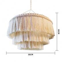 Macrame Lamp Shade Boho Hanging Pendant Light Cover For Office Bedroom Living Room Nursery Dorm Decor (Bulb Not Included)