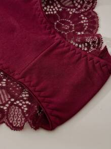APRSEA Set de 3 bragas de mujer con cintura de encaje semi-transparente, bragas cómodas de talle alto