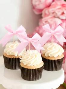 12 stuks roze strik cupcake topper roze strik verjaardagsdecoratie coquette thema feestdecoratie bruidsdouche taart topper strik feestdecoratie