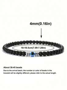 YAUKIA 1 件邪恶之眼天然绿松石黑玛瑙虎眼珠弹力男女通用手链强度保护 - 彩色 - 查看 7