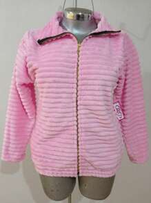 Curvy Fashion Jacket For Women - 淺粉色 - 查看 2