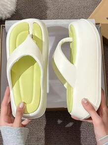 新款时尚百搭厚底舒适 EVA 一脚蹬人字拖，适合海滩、派对、休闲散步、女士