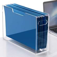 Acrylic Hanging File Organizer, Clear File Crate With Handles, Hanging Folder Holder For Legal Size, Portable File Storage Box For Desk, Home Office, School -1 Pack - Legal - View 3