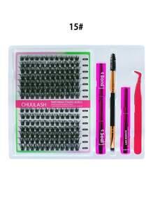 280/168 件 8-16 毫米 DIY 睫毛延长混合款式睫毛簇单独配有粘合剂和密封剂去除镊子睫毛刷用于自行化妆 - 黑色 - 查看 12