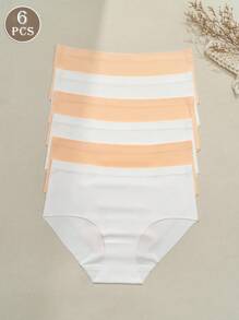 6 pièces Culottes bikini confortables et douces, culottes sans couture invisibles, sous-vêtements respirants pour dames, sous-vêtements et lingerie pour femmes
