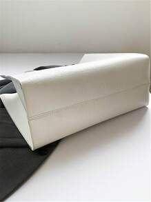 Bolso de mano grande de alta gama con estilo retro en color blanco, nueva moda elegante y versátil para otoño/invierno con estampado de cocodrilo, adecuado para damas para ir al trabajo, laptop, salidas diarias, compras, bolso de mamá, bolso de viaje unisex - Blanco - Ver 9