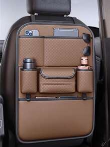 1pc Car Seat Back Storage Bag, Automotive Tissue Box Holder, Car Seat Back Organizer Pouch, Large Capacity Quilted Storage Bag - one-size - View 15