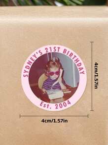 4*4cm 100 Pieces Custom 21st Day Photo Stickers, 21st Birthday Stickers, Personalized Birthday Party Stickers, Baby Shower, Single Girl, Bach Trip, Multi-Functional, Ornamental, Reusable, Modern, Colorful, Cute, Vintage, Cartoon, Kawaii, Funny, Workers, Clients, For Business/Work/Office, For School, School Supplies, Back To School, School Supplies, Middle School Students, High School Senior High School Students, College Students, University Students, Freshman, Sophomore, Underclassmen