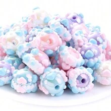 10 hạt cườm hình bánh donut vẽ tay màu Macaron, phụ kiện trang sức móc khóa/dây đeo điện thoại di động tự làm - Nhiều màu - Xem 2