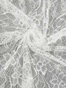 女士宽松蕾丝提花高腰半身裙，办公室/休闲，春/夏 - 白色 - 查看 10