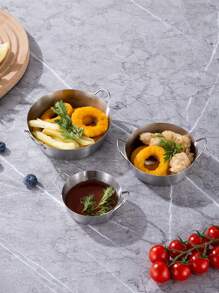 1 Peça, Prato de Molho Chanfrado Duplo Criativo de Aço Inoxidável 304 de 8cm / 10cm / 12cm, Modelo Extra Grosso, Borda Reta Sem Borda Enrolada, Pode Conter Molho para Salada, Ketchup, Também Pode Conter Petiscos e Dim Sum, Molho de Chili Coreano Redondo Comercial Prato de Molho de Sabor de Molho de Soja, Prato de Molho, Kimchi e Prato de Vegetais Frios, Materiais Escolares - Prata - Visão 4