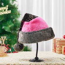 Sequins Santa Claus Hat, Adults Contrast Color Christmas Cap For Christmas Party, Santa Cosplay Costume