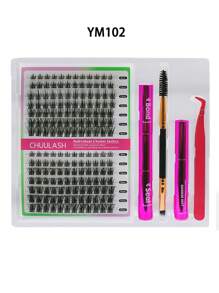 280/168 件 8-16 毫米 DIY 睫毛延长混合款式睫毛簇单独配有粘合剂和密封剂去除镊子睫毛刷用于自行化妆 - 黑色 - 查看 3