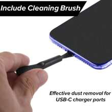 5pcs Black Type-C Dust Plug With Cleaning Brush, Universal C Phone Charging Port Stopper Cap Compatible With IPhone 15/16 Pro Max Plus, /, Fits All USB Devices - Multicolor - View 7