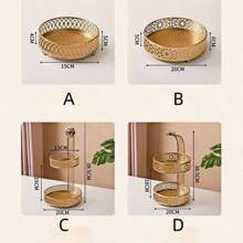 1pc Rama Decor Premium Lightweight Luxury Home Storage Rack, Double Layer Round Tray Tabletop Display Shelf, Suitable For Dining Room, Living Room, Holiday Party Decoration - Multicolor - View 4