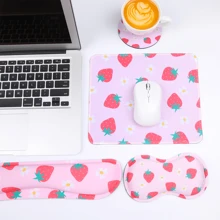 4-Piece Ergonomic Memory Foam Keyboard Wrist Rest, Mouse Pad, Mouse Wrist Rest, Cup Holder Set, Suitable For Laptop, Office, Home, Work, And Gaming
