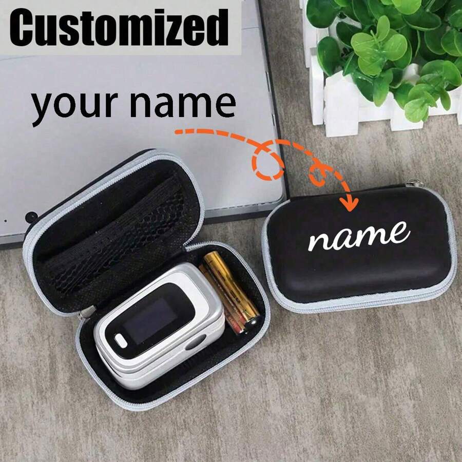 1pc Custom Name Fingertip Pulse Oximeter Protective Case, Oximeter Handbag, Travel Carrying Case, Suitable For Blood Oxygen Saturation Monitor